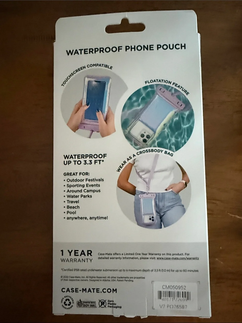 case-mate Iridescent soap bubble Lilac Waterproof Phone Pouch with Lilac Strap